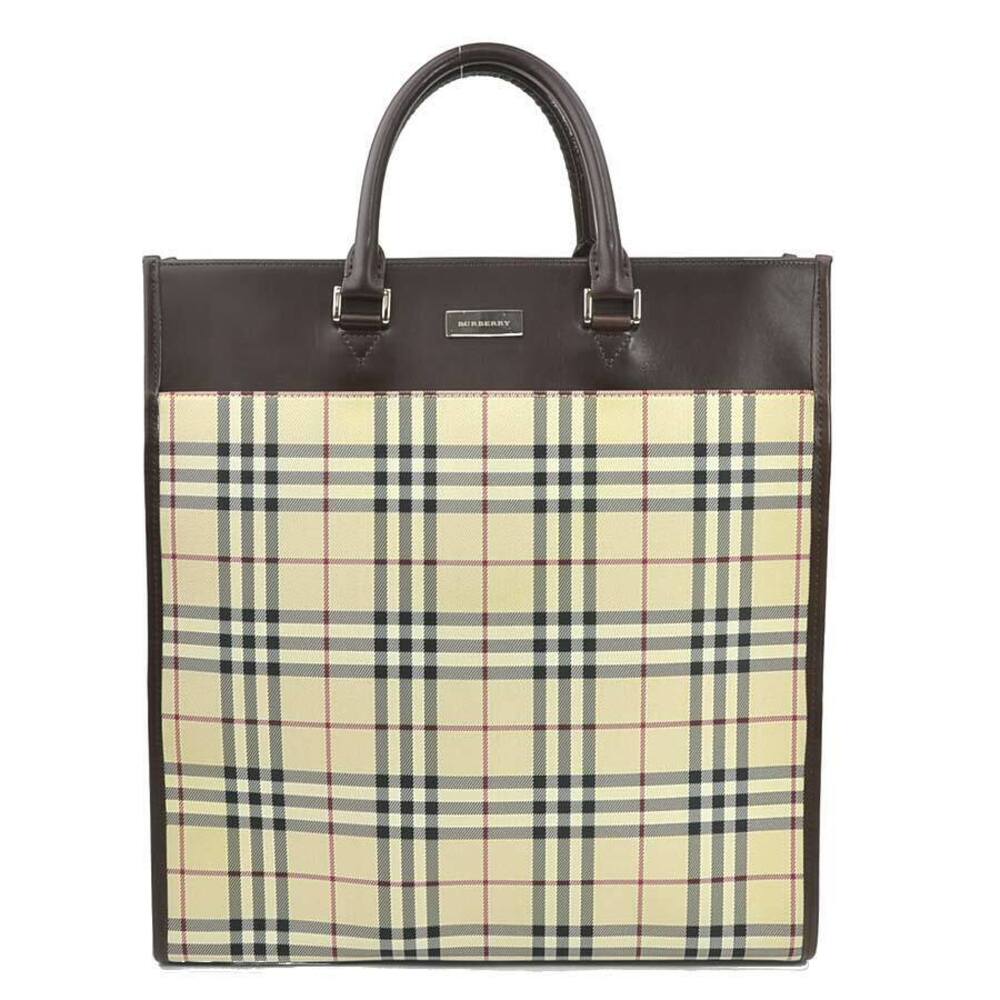 Burberry handbag canvas leather brown beige